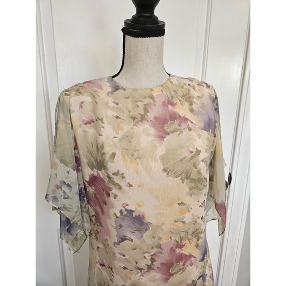 VTG‎ Ursula of Switzerland Tiered flutter Floral Artistic Dress, women's 5/6 - Picture 1 of 12